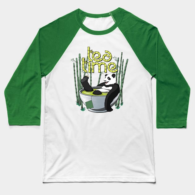 Tea Time Panda Baseball T-Shirt by TMBTM